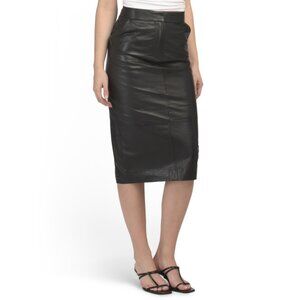 BOD & CHRISTENSEN Black Leather Farina Skirt